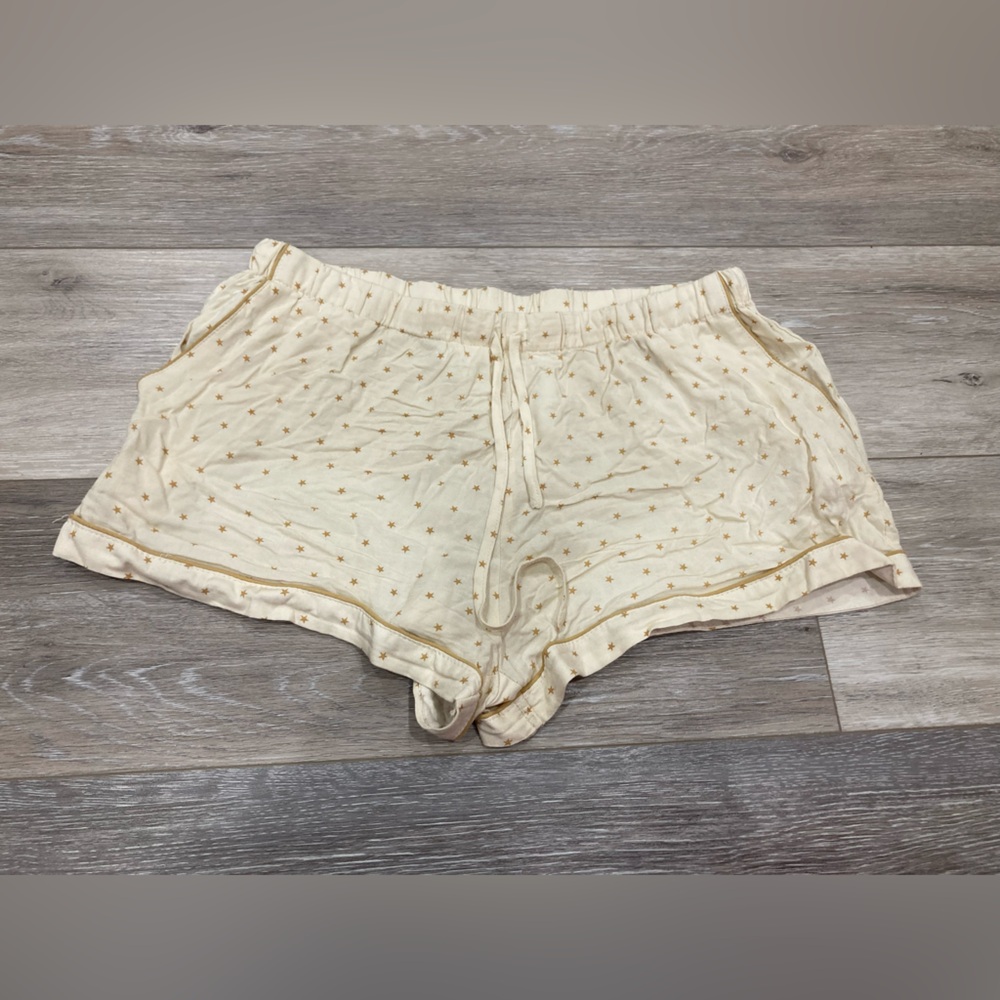 Forever 21 Pajama Shorts Star Pattern Cream and Gold Medium